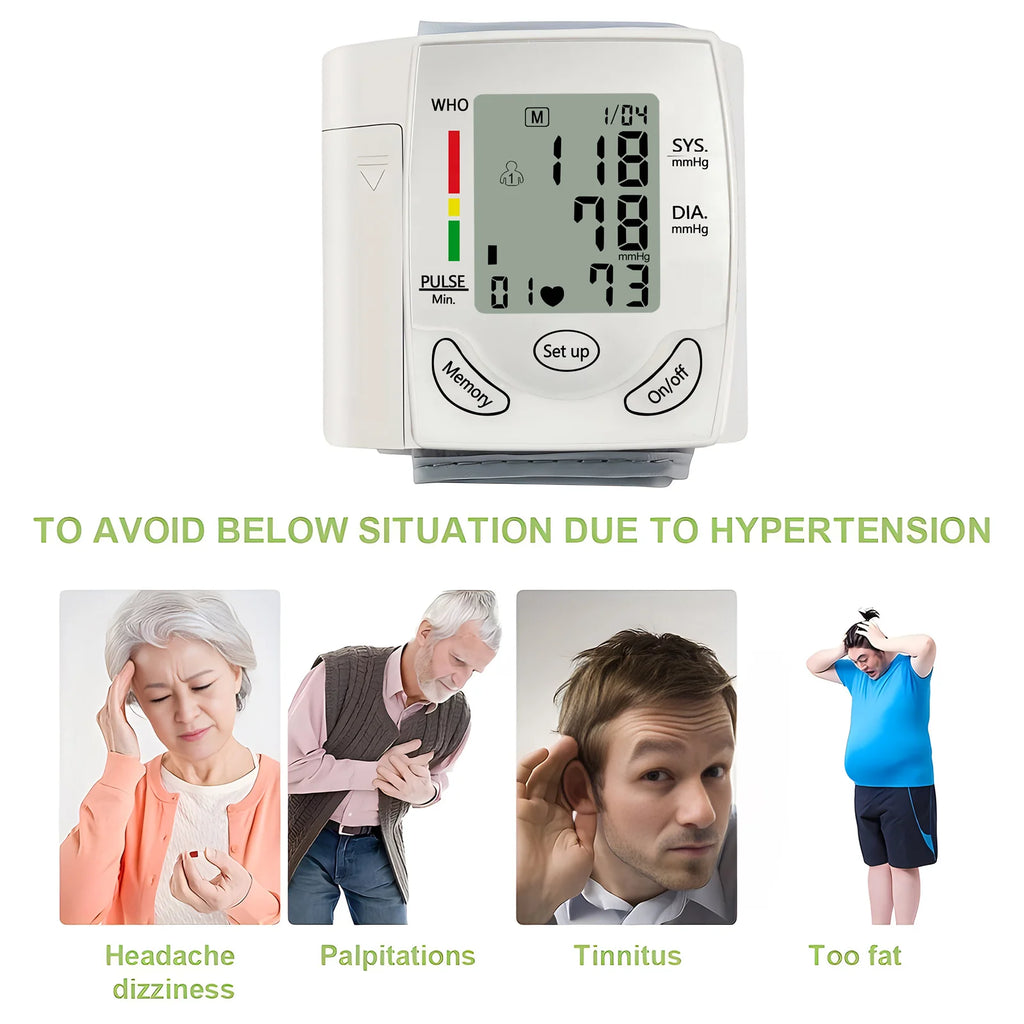 Digital Wrist Blood Pressure Monitor Medical Upper Arm Sphygmomanometer Automatic Tonometer Blood Pressure Meter