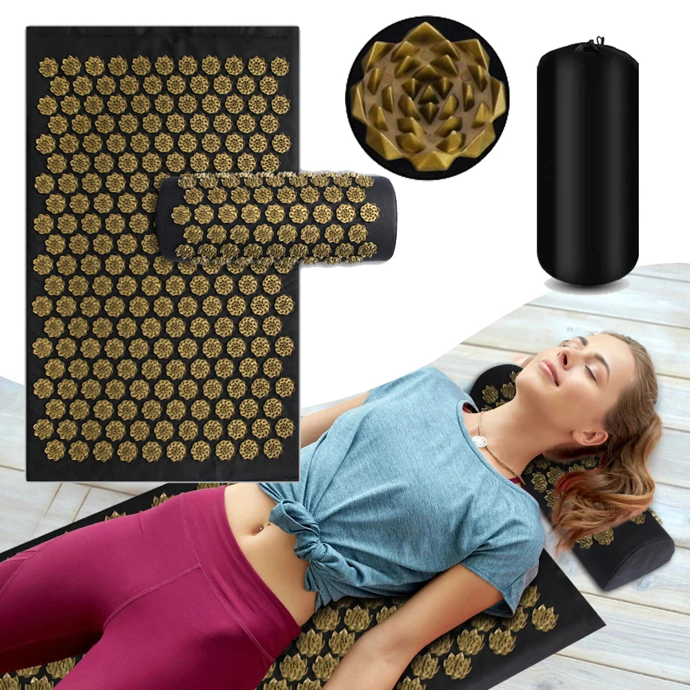 Acupressure Mat Set with Pillow - 3PCS Portable Muscle Relief System Body Shaping Massage Equipment Tidesmit