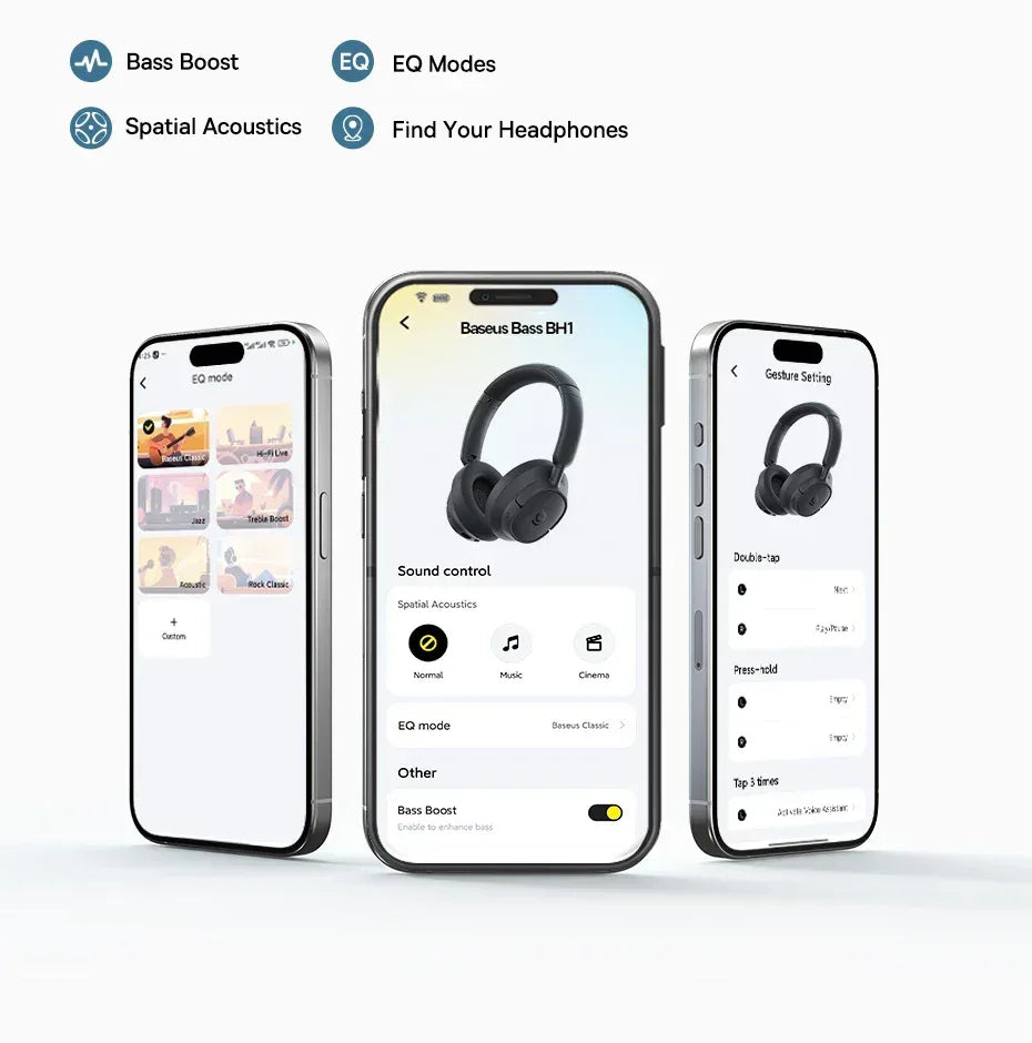 Wireless Over-Ear Headphones - 80 Hour Battery - Tidesmit Grey Tidesmit