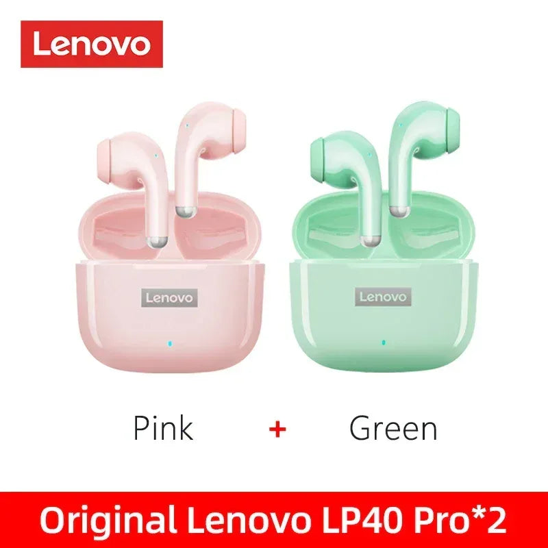 Lenovo LP40 Pro TWS Wireless Earphones Bluetooth 5.1 | Tidesmit 1 Pink 1 Green Tidesmit