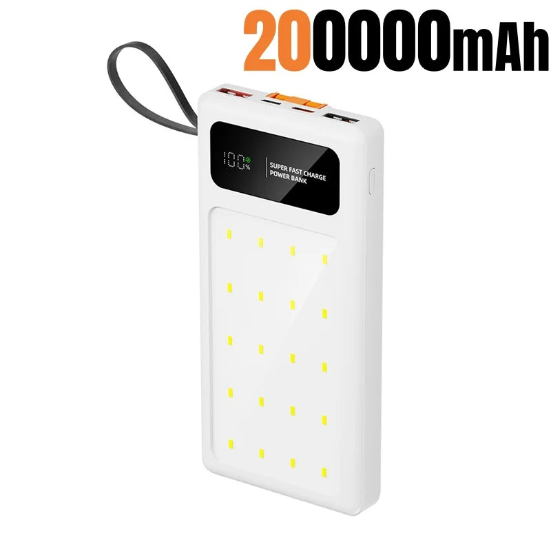 Portable Power Bank 200000mAh with LED Light by Tidesmit White 200000mAh Tidesmit