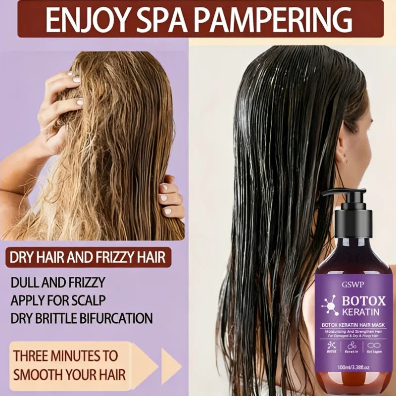 GSWP Botox Keratin Hair Mask by Tidesmit: Moisturizing treatment to repair damaged hair, reduce frizz, and split ends.