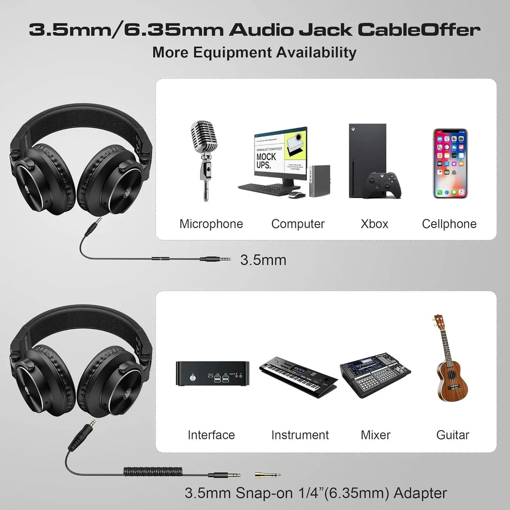 Studio Headphones - Over-Ear Professional Audio Monitoring (Black) Tidesmit