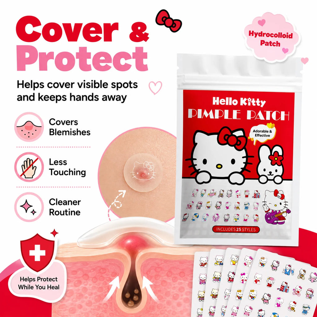 125PCS Sanrio Hello Kitty Acne Patch, Hydrocolloid Acne Patch, Makeup Blemish Pimple Patch, Waterproof and Sweatproof