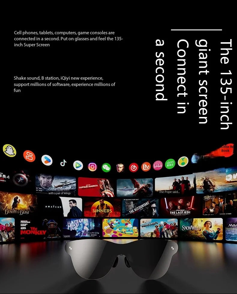 AR Glasses 135-Inch Private Cinema Display for Immersive Mobile Gaming Tidesmit