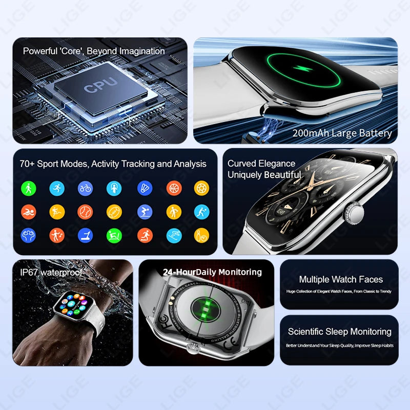 LIGE Ultra Thin New Smart Watch 2026 Men AMOLED HD Screen Always Show Time Heart Rate Bluetooth Call Sport Waterproof Smartwatch