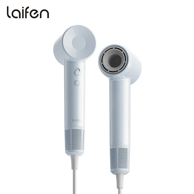 Laifen white high-speed hair dryer, 345g lightweight, quick-dry constant temperature design with noise reduction.