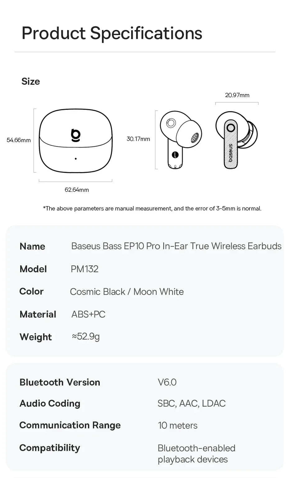 Tidesmit 50dB ANC Wireless Earbuds | Hi-Res Audio Bluetooth TWS Tidesmit