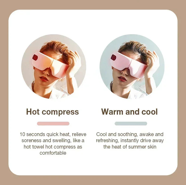 4D Eye Massager with Heat and Bluetooth - Portable Wellness Tool Relaxation Treatment Tidesmit
