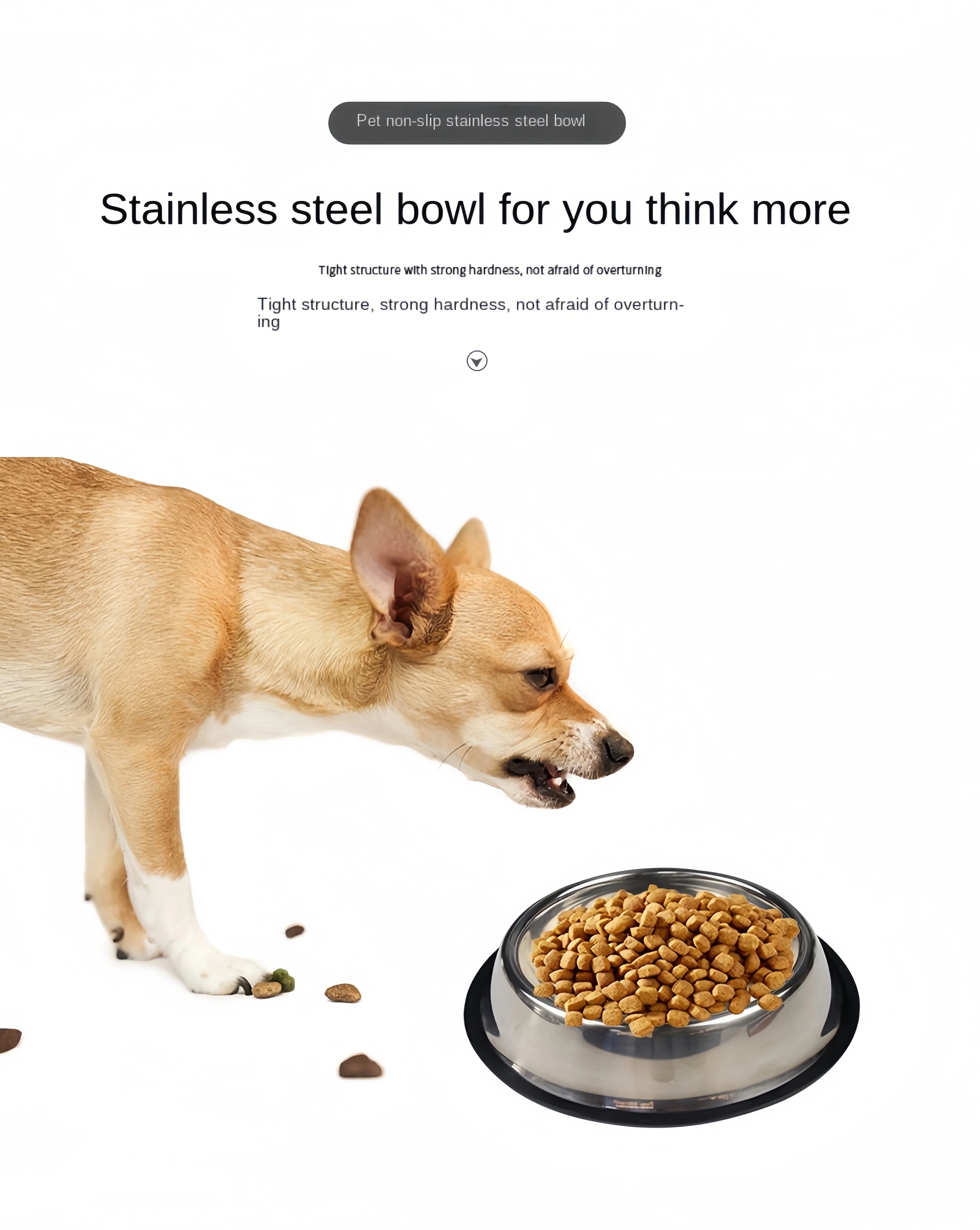 Durable stainless steel non-slip pet feeding bowl for dogs and cats, easy to clean and sturdy for daily mealtime.