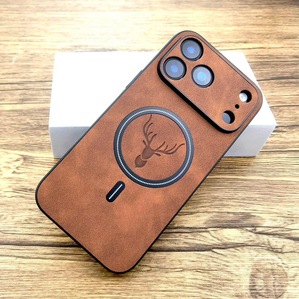 iPhone 17 Pro Max Faux Leather Magnetic Slim Case - Shock Absorbing Tidesmit