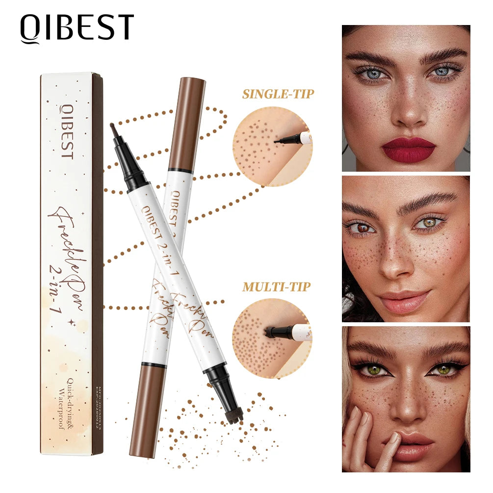 Tidesmit QIBEST double-end waterproof freckle stamp pen in natural brown for realistic faux freckle makeup looks