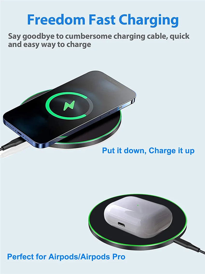 60W Fast Wireless Charging Dock - Qi Certified for iPhone and Samsung Tidesmit