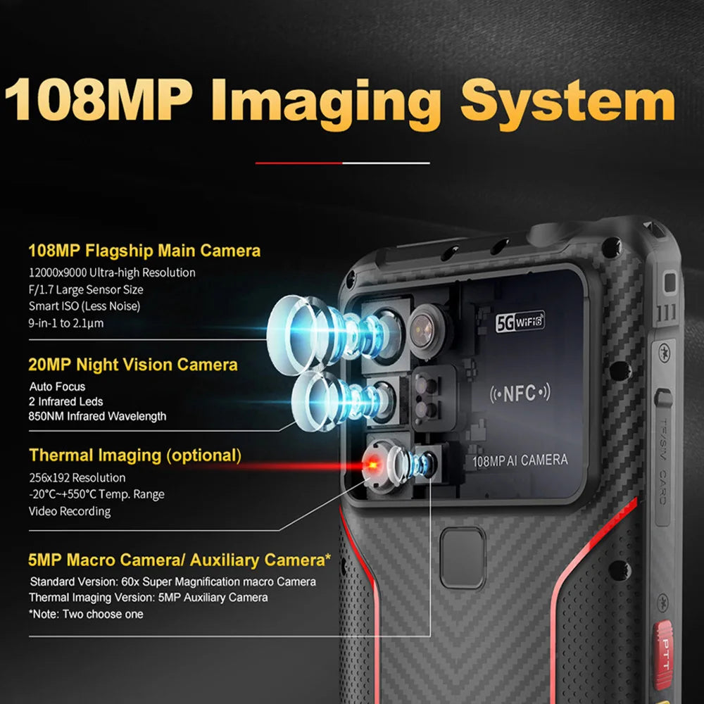 CONQUEST 5G Smartphone Network108MP Camera 12GB 512GB 66W Thermal Imaging  IP68 Waterproof NFC