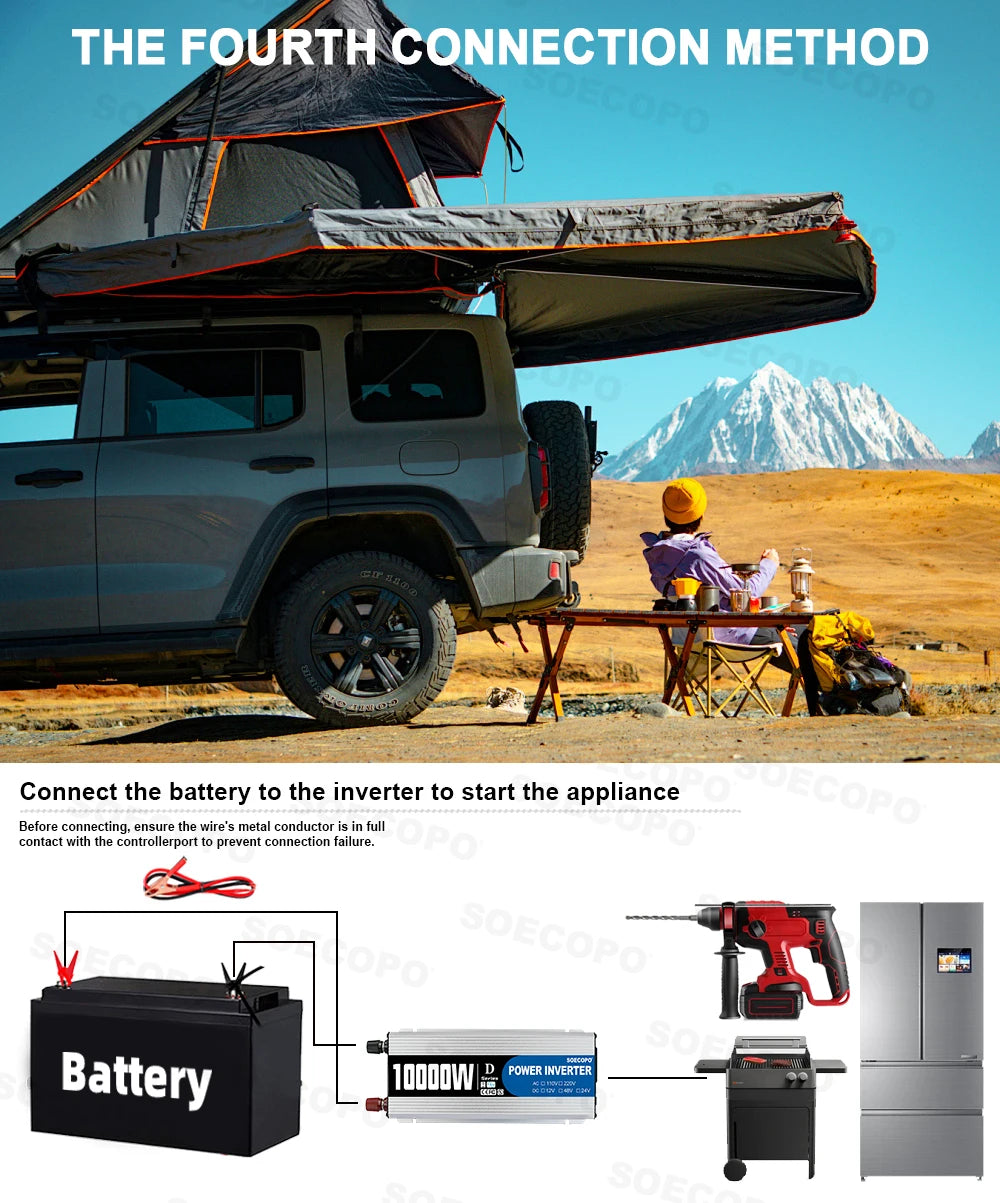 Caravan Solar System Kit Camping DC 12V - AC 110V/220V Inverter Complete Solar Kit for Home 10000w USB 5V/1.5A 100A Controller