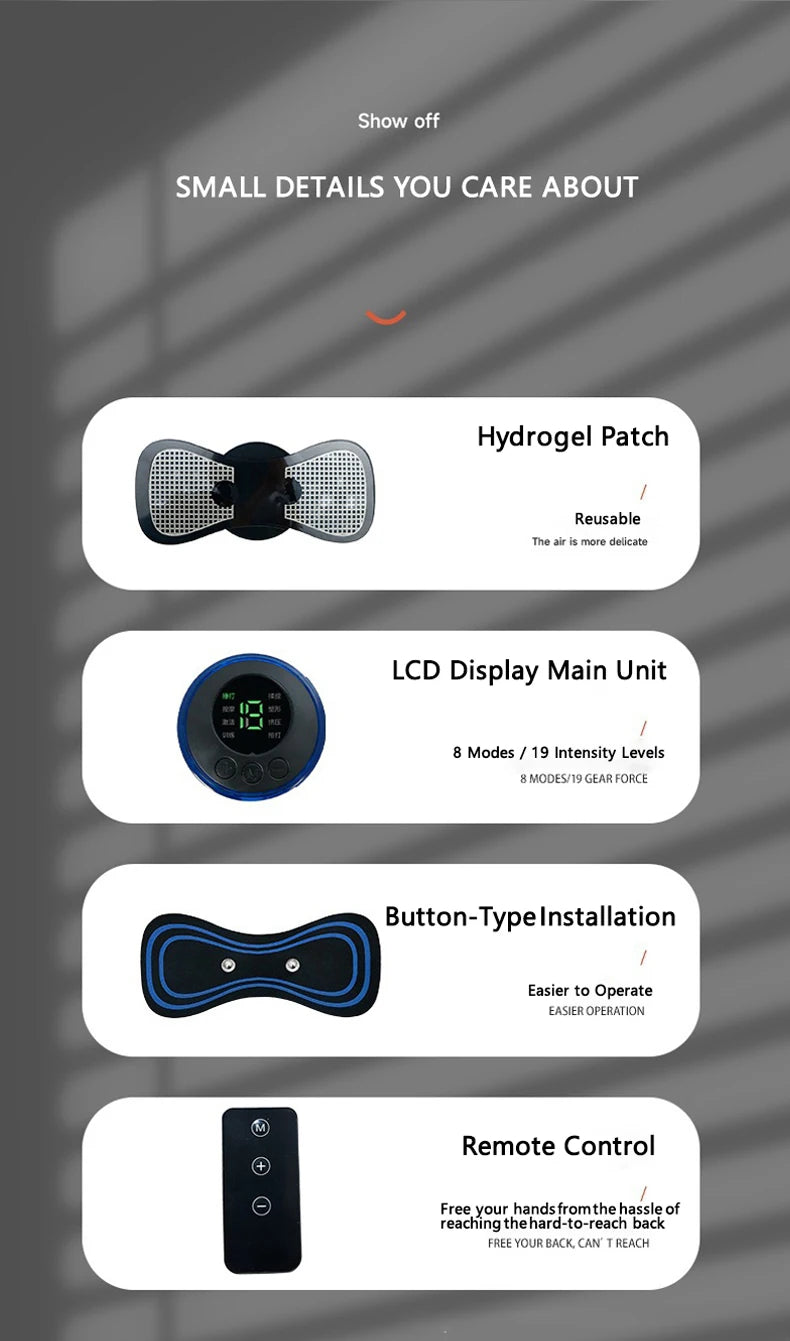 Portable Electric Massager for Muscle Relief - 8 Mode Wellness Device Massage Cushion Tidesmit