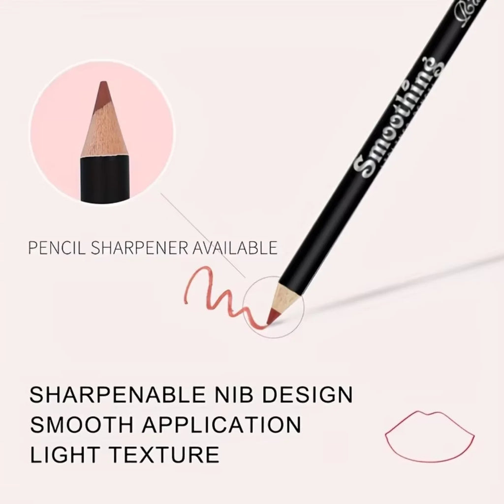 Waterproof matte lip liner pencil with smooth, long-lasting color and sharpenable tip for precise makeup application.