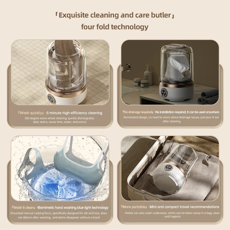Tidesmit 2L wireless portable mini washing machine features and laundry cup design for baby clothes