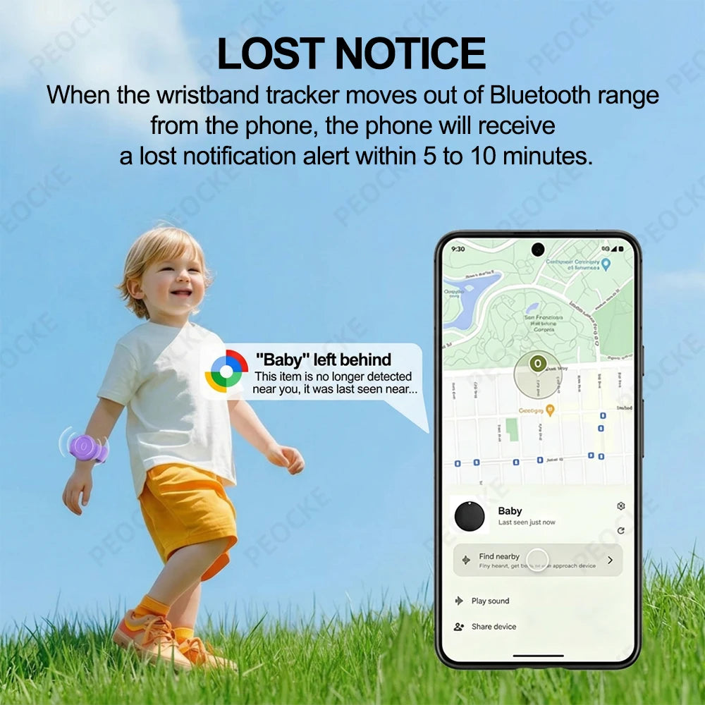 Waterproof Smart Tag Bracelet for Kids-Soft Silicone For Android Tracker Tag With Watch Band Case Cover, Lightweight GPS Tracker