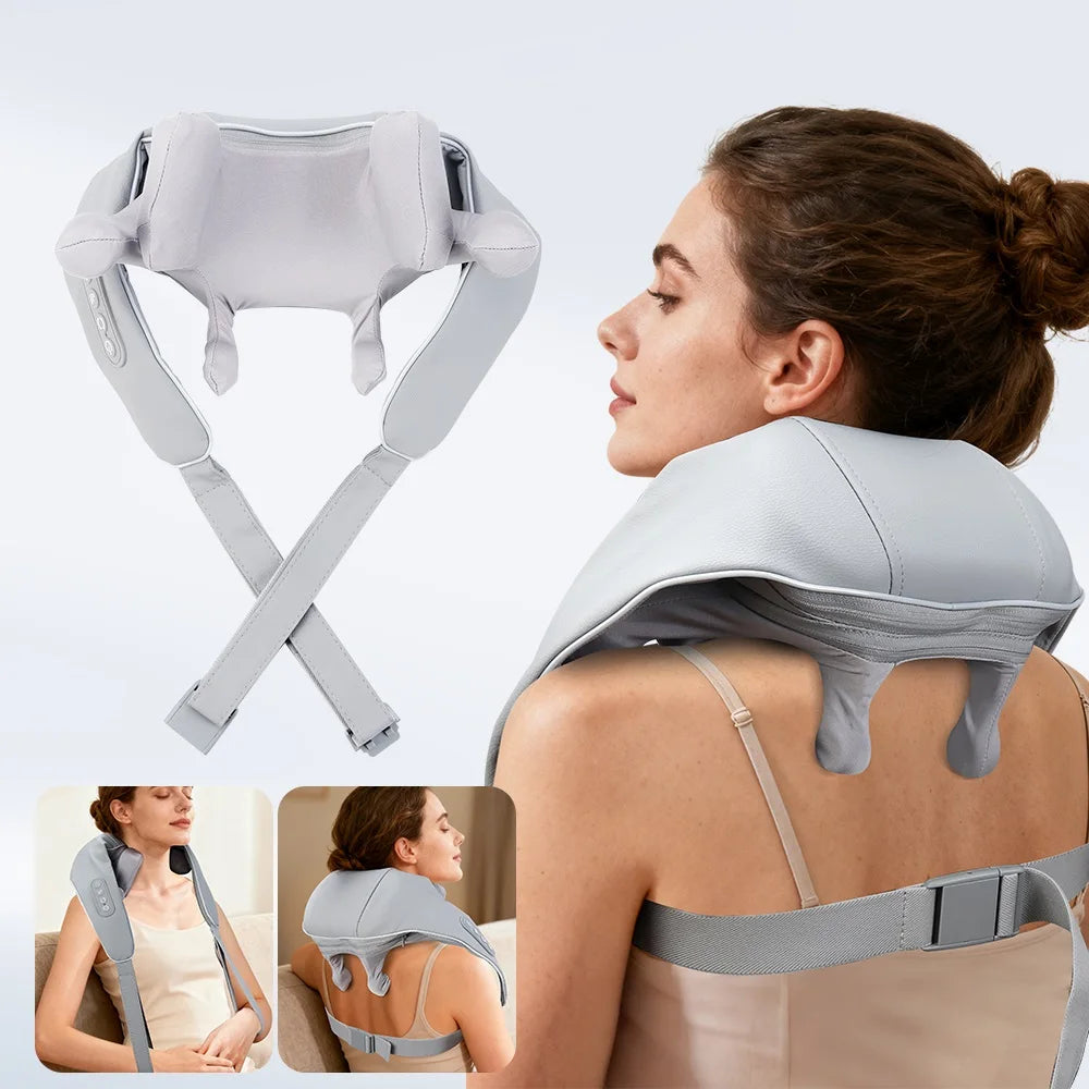 Wireless Neck and Shoulder Massager - 8-Head Deep Tissue Shiatsu Back Massage Instrument Tidesmit