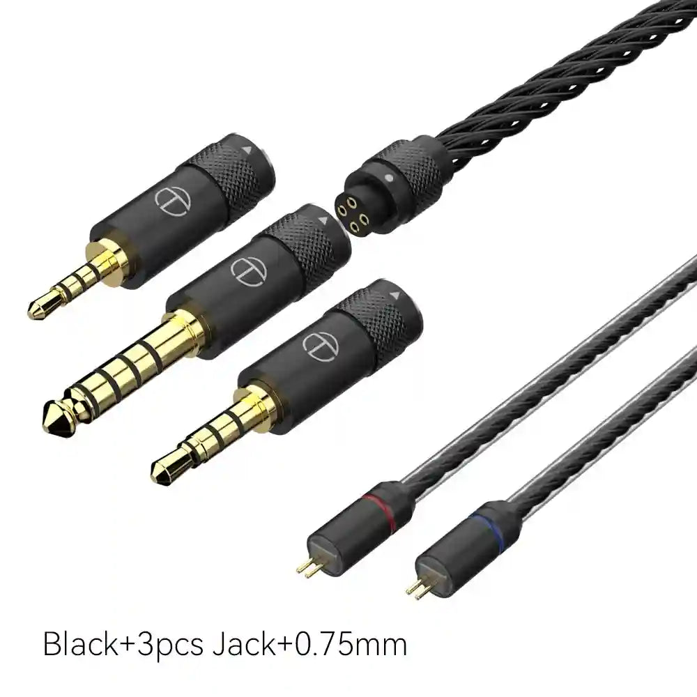 16-Core Silver Plated Replacement Cable for HiFi Headphones Black 0.75 2.53.54.4 Tidesmit