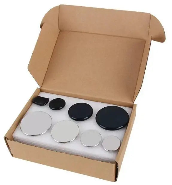 448KHz Tecar RF machine accessory kit with black and silver RET CET monopolar electrode pads in a cardboard box.