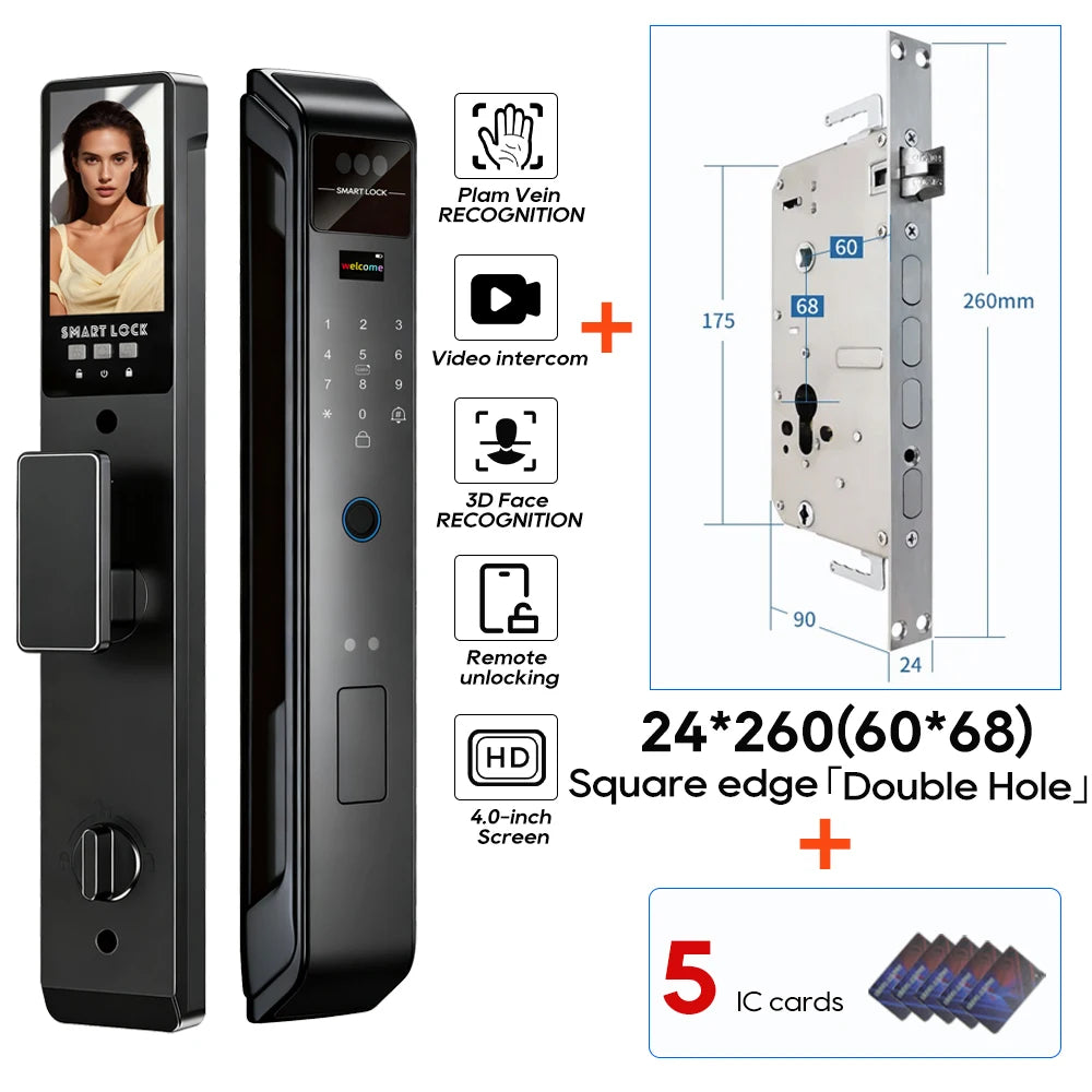 SANKESONG Tuya 3D Face Recognition Smart Lock with Security Camera Digital Electronic Intelligent Fingerprint Lock