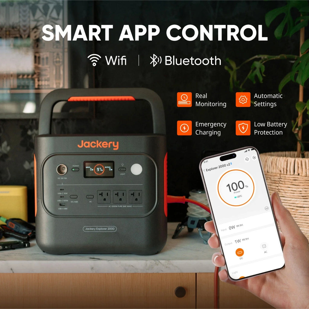 Jackery Explorer 2000v2 Portable Power Station with 200W Solar Panel,Solar Generator for Camping, Hiking, and Outdoor Energy Use