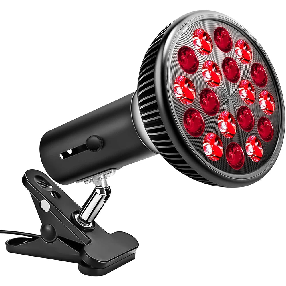 Red Light Therapy Lamp with Holder 300° Adjustable Clamp 660nm&850nm Infrared Combo Bulb for Skin Care Pain Relief and Recovery