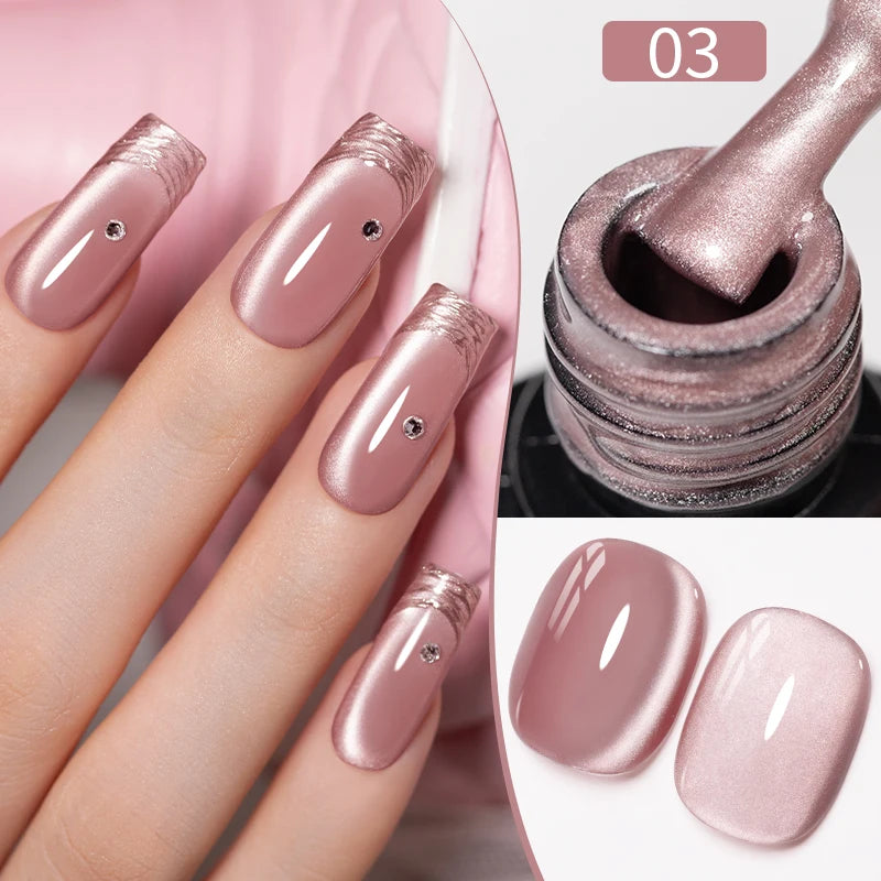 Cat Eye Magnetic Gel Polish 7.5ml - Professional Long-Lasting Nail Art Permanent Makeup Machines Nude Shade Ceramic 3