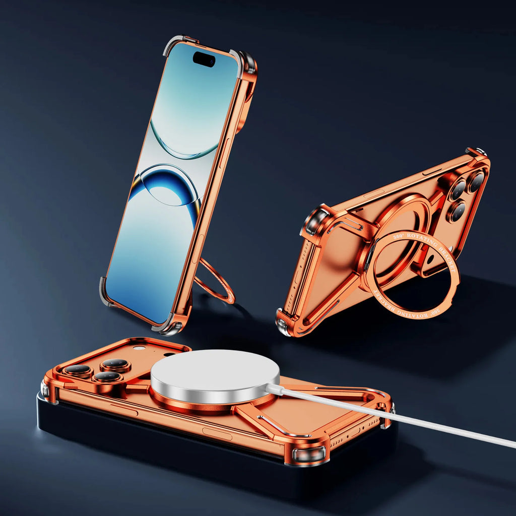 iPhone 17 Pro Max Shockproof Metal Frame Case with Integrated Rotate Stand Tidesmit