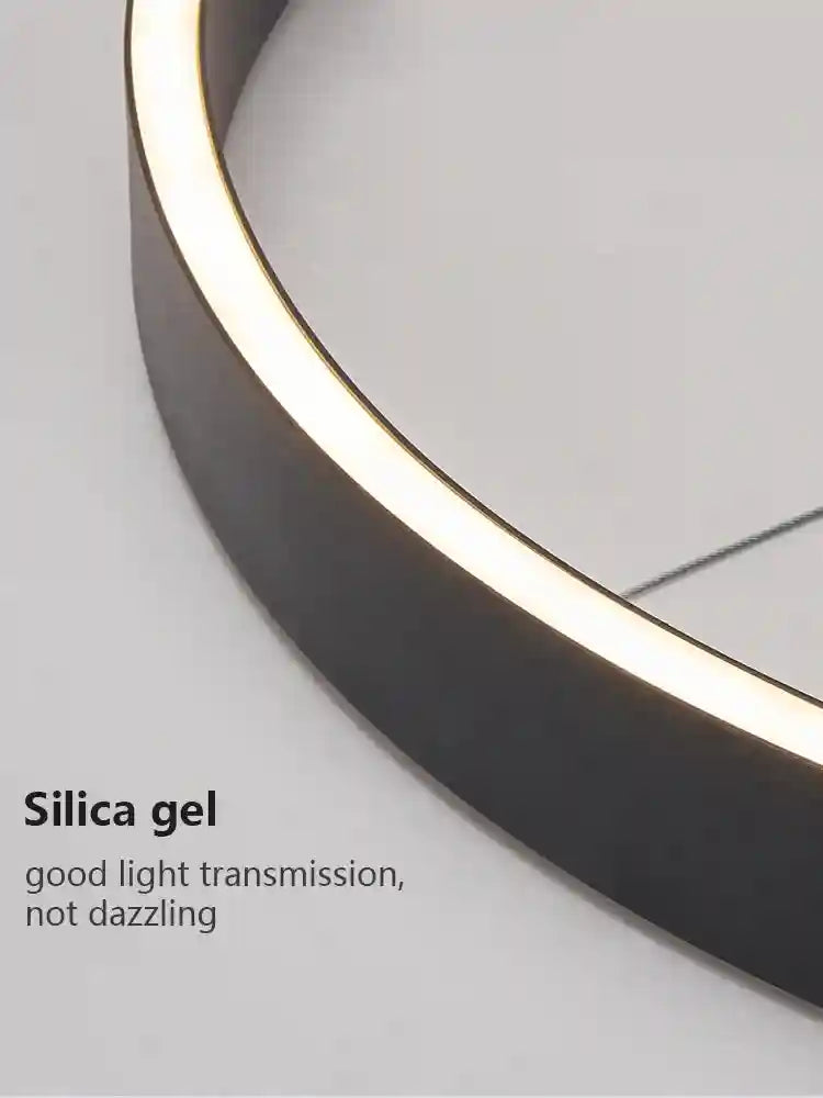 Modern 3-Ring LED Chandelier - Adjustable Dimmable Black Finish Tidesmit