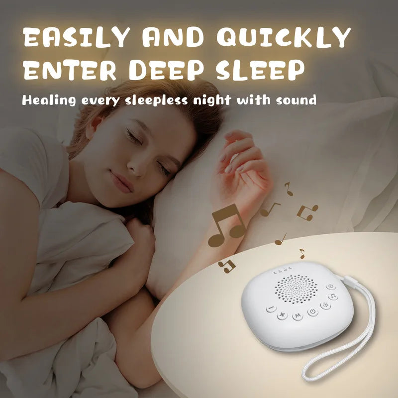 White Noise Machine Portable Baby Sleep Machine Soothing Sounds Sleep Therapy Sound Monitor Generator for Babies Adult Relax