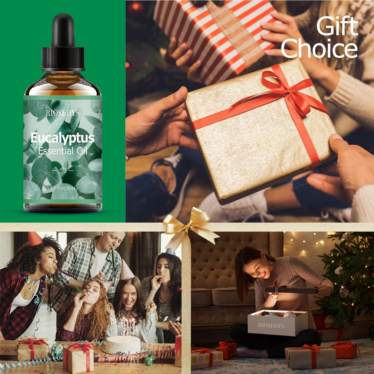 Eucalyptus essential oil, a botanical fragrance, nourishes hair and provides body massage care; suitable for all seasons.