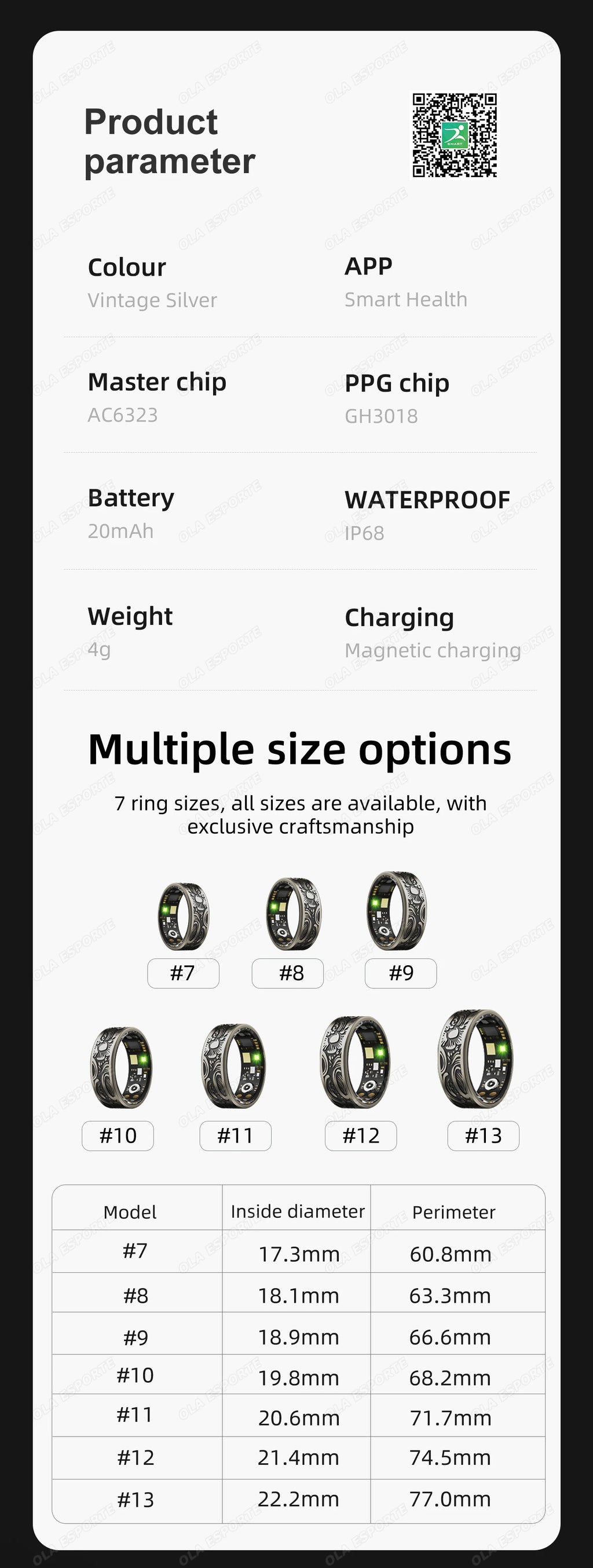 Smart Health Ring Fitness Tracker - Waterproof Biometric Monitor Tidesmit