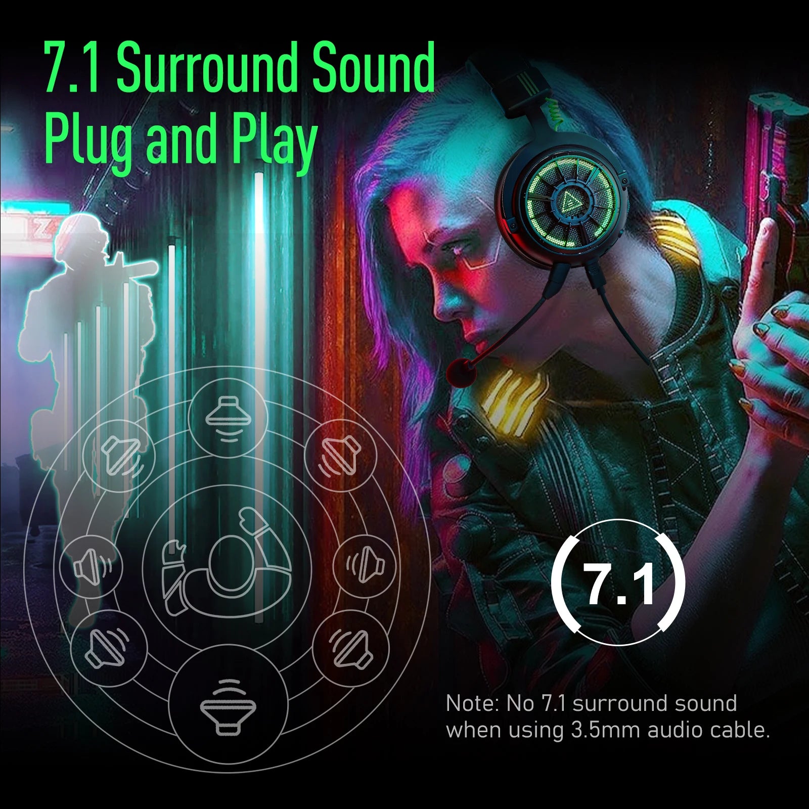 7.1 Surround Sound Gaming Headphones with ENC Mic - E5000 Pro Tidesmit