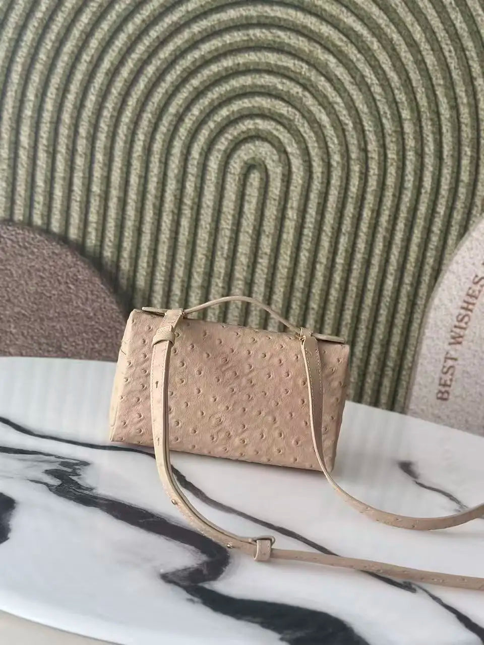 Classic Women's Handbag, Shoulder Bag, Cosmetic Bag, Ostrich Look, Quality Choice