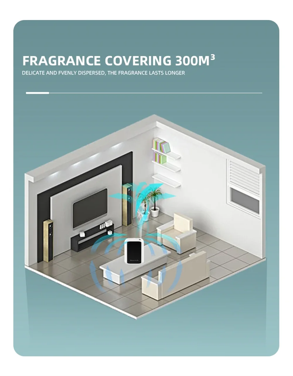 Battery Aroma Diffuser Coverage 300m³ Essential Oil Diffuser Scent Machine Bluetooth Control Air Purifier Use Battery Fragrance