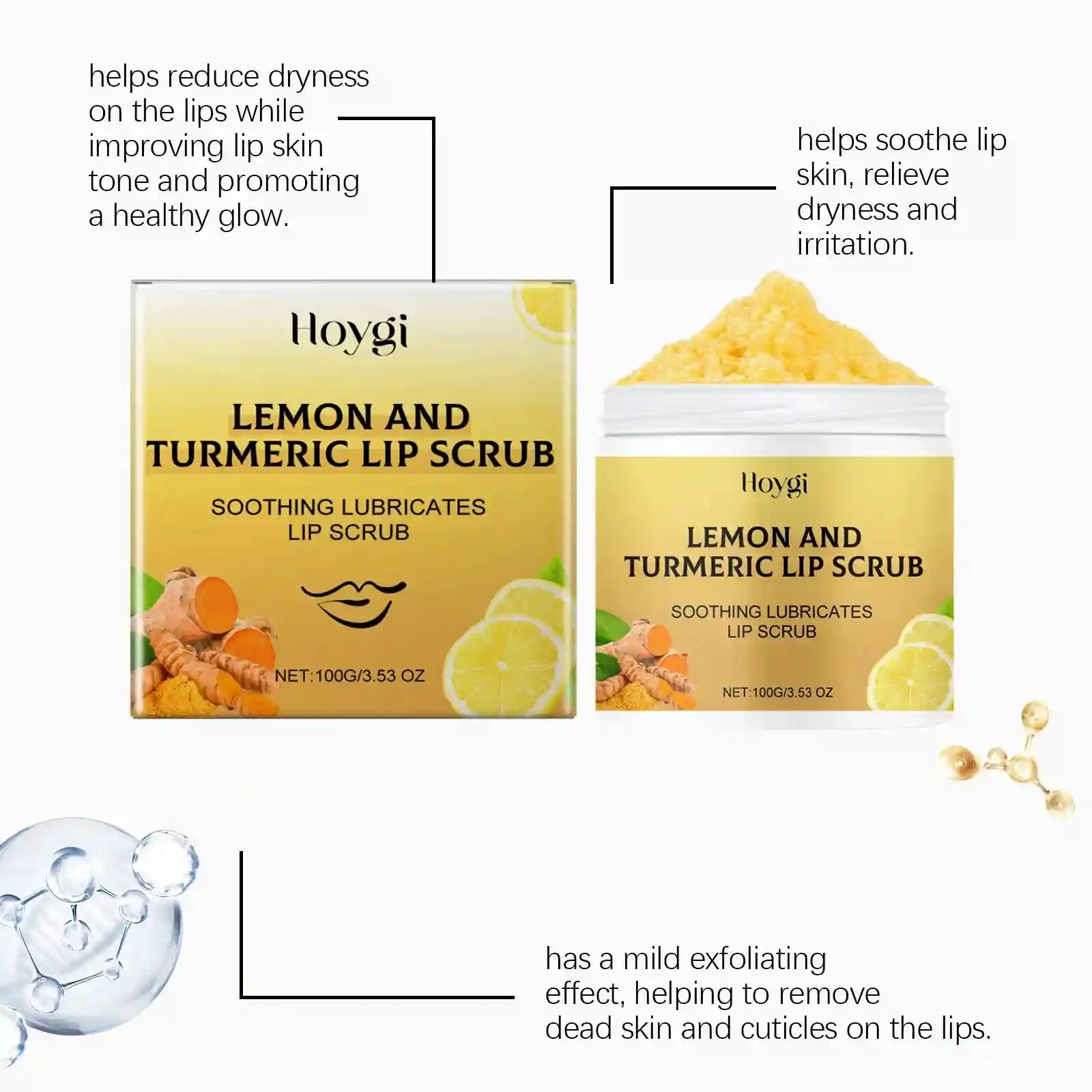 Turmeric Lemon Lip Scrub for Smoothing and Deep Hydration Lip Care Tidesmit