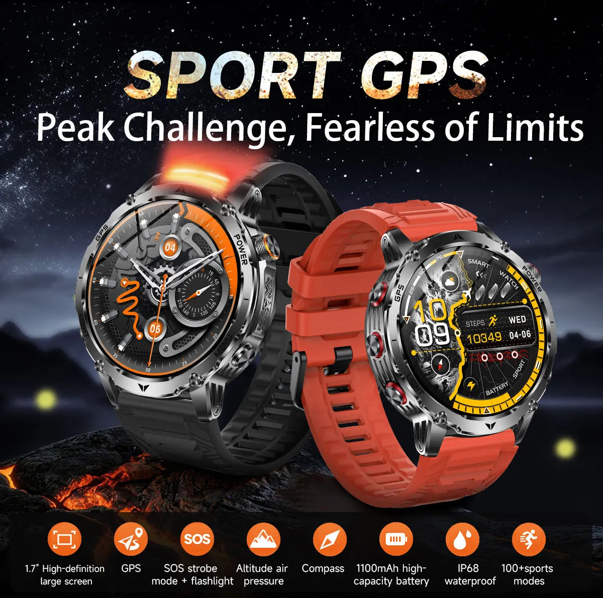 T-Rex 3 Military Grade 1100mAh Battery Smart Watch 10ATM Waterproof GPS Compass Altimeter Call AMOLED Men Swim Sports Smartwatch