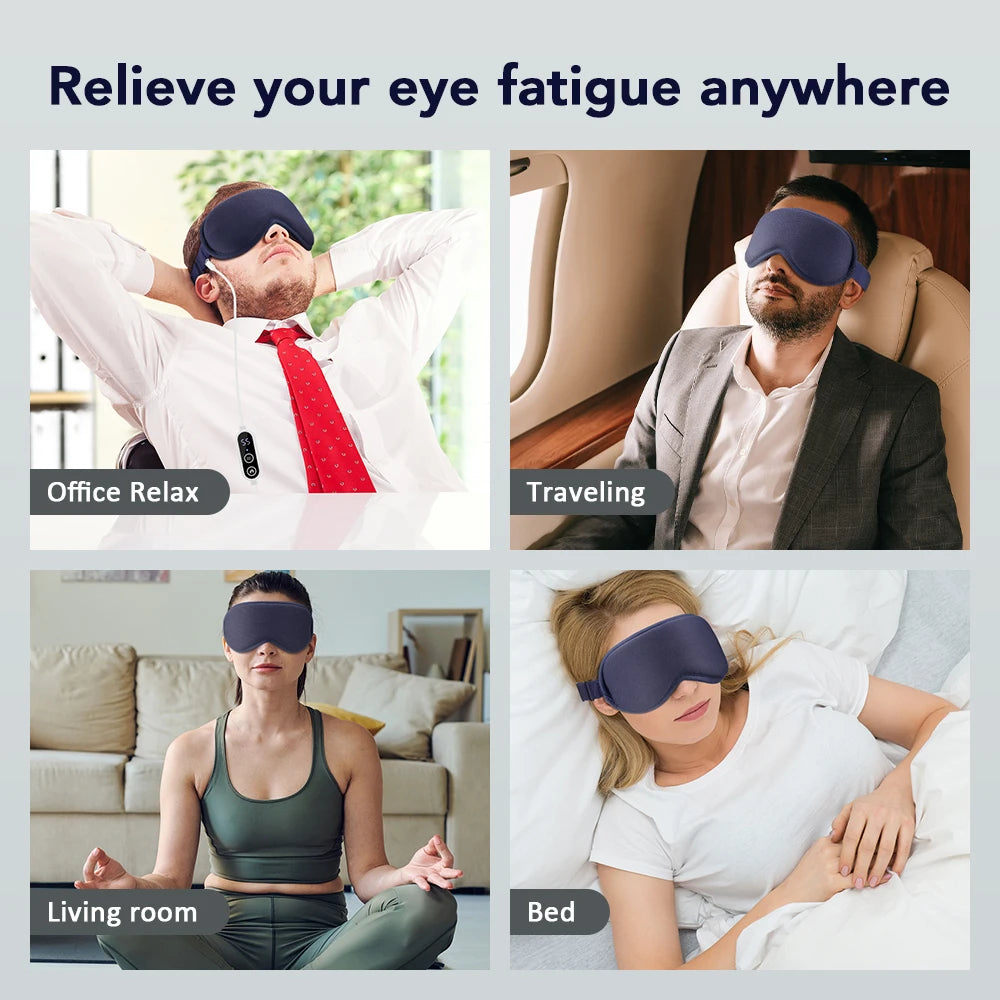 USB Charging Heated Eyemask Vibration Massage for Dry Eyes Relieve Eye Fatigue Warmth Sleep Shading Office Home Travel Eye Mask