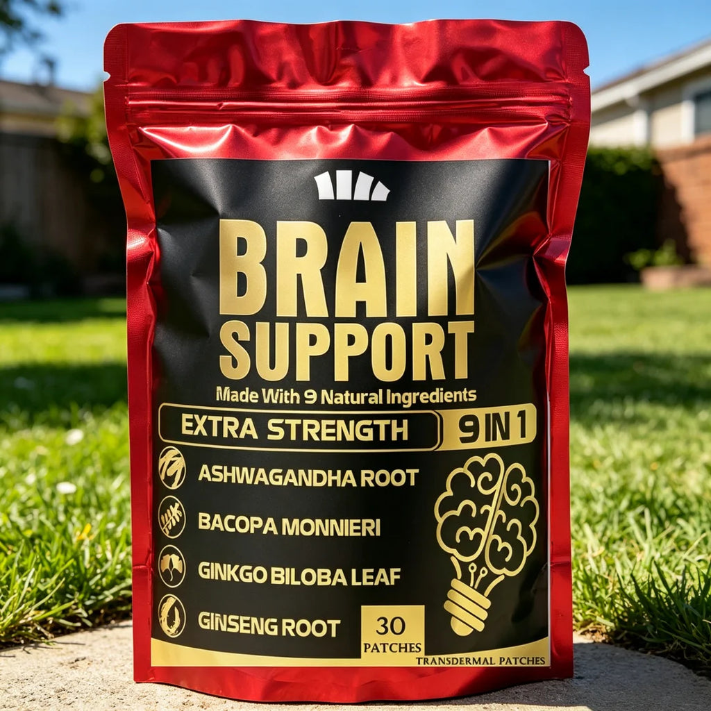 30 Patches 9 In1 Brain Support Transdermal Patches With Ashwagandha Root, Gotu Kola Focus, Memory & Energy Booster
