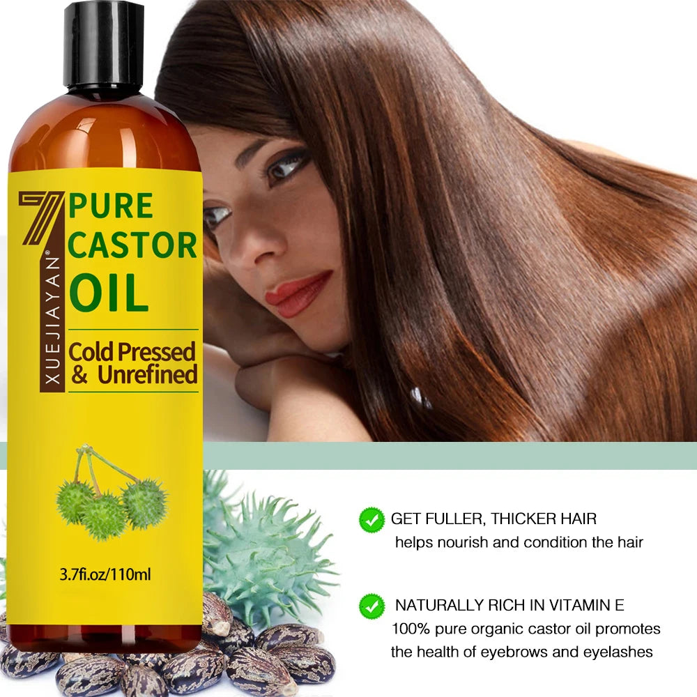 100% Pure And Castor Oil For  Eyelashes Hair Growth, And Eyebrows - Carrier Oil For Essential Oils, Aromatherapy And Massage