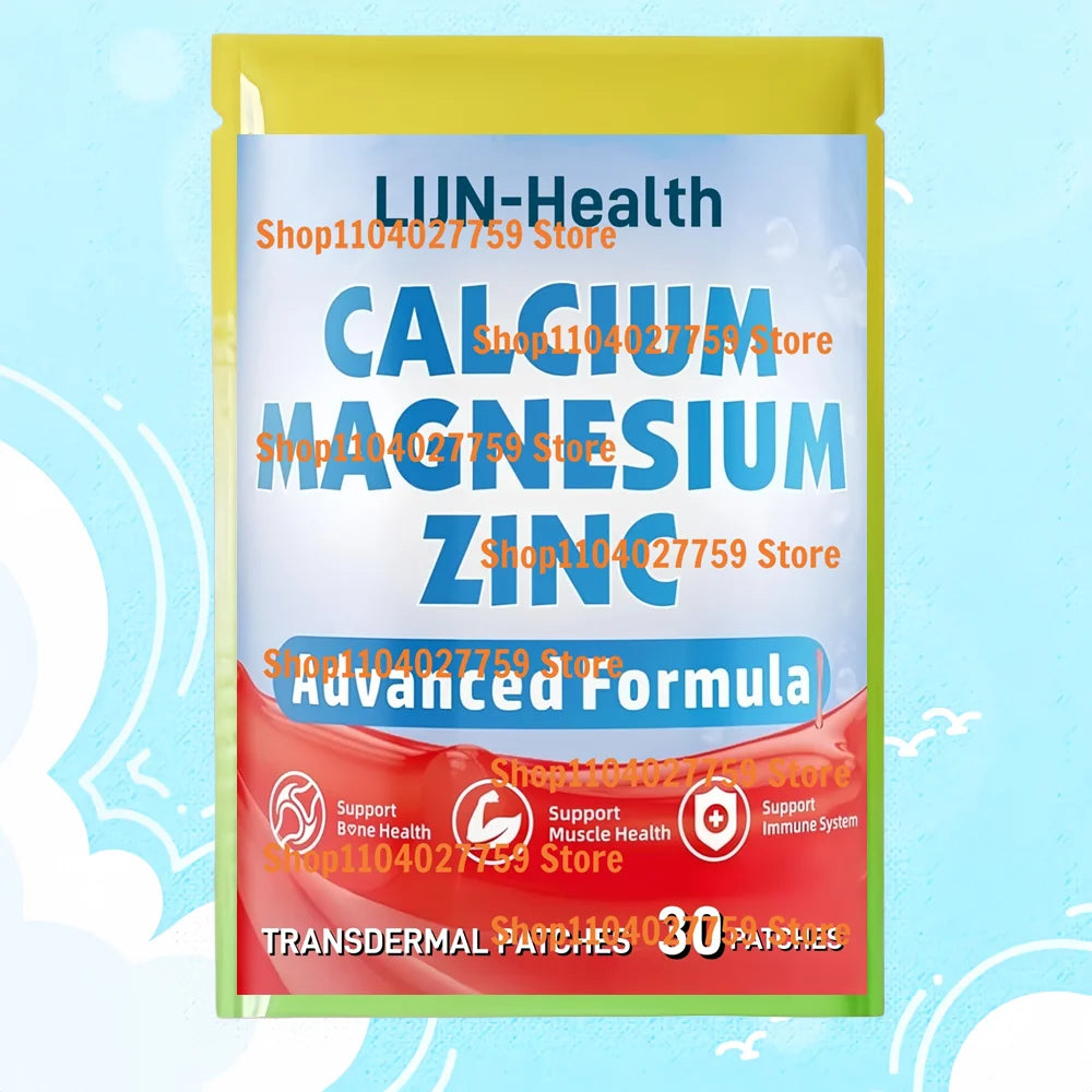 30 Patches Calcium Magnesium Zinc Transdermal Patches with Vitamin D3 for Teeth and Bone Health