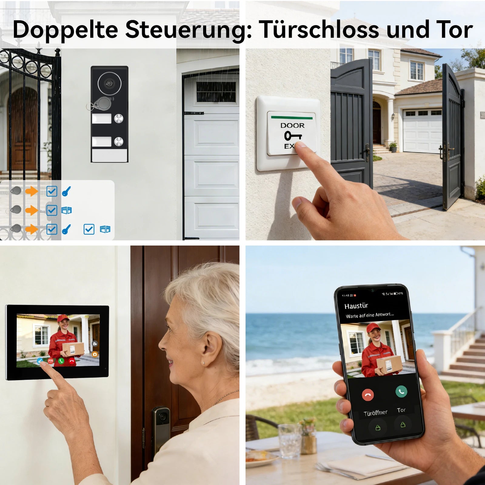 2-4 Unit Home 2 Wire 7inch Touch Video Intercom for Apartments Residential Video Door Phone System with RFID Card APP Unlock ﻿