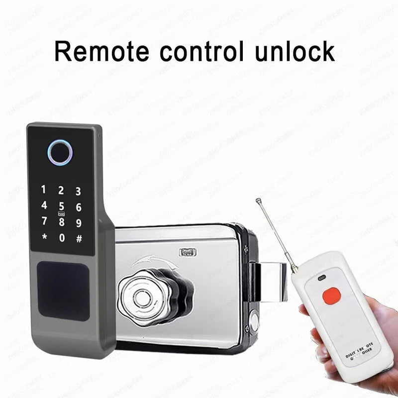Waterproof Tuya Wifi Smart Lock Fingerprint RFID Card Passcode APP Remote Control TTLock Bluetooth Entry Electronic Rim Lock