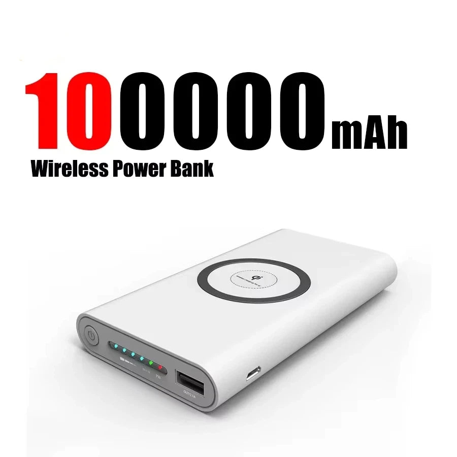 Portable Fast Charging Power Bank - High-Capacity Travel Battery Pack White 100000mAh Tidesmit