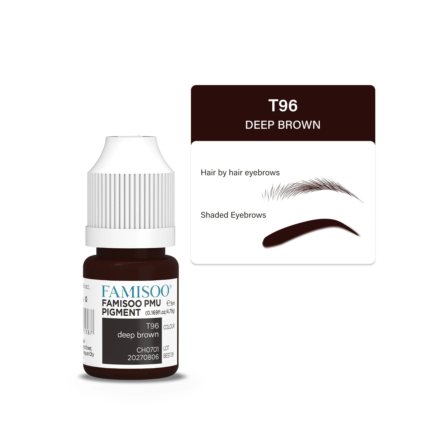 Permanent Makeup Pigment 5ml | Professional PMU Lip & Brow Ink Permanent Makeup Machines T96 Deep brown China Mainland