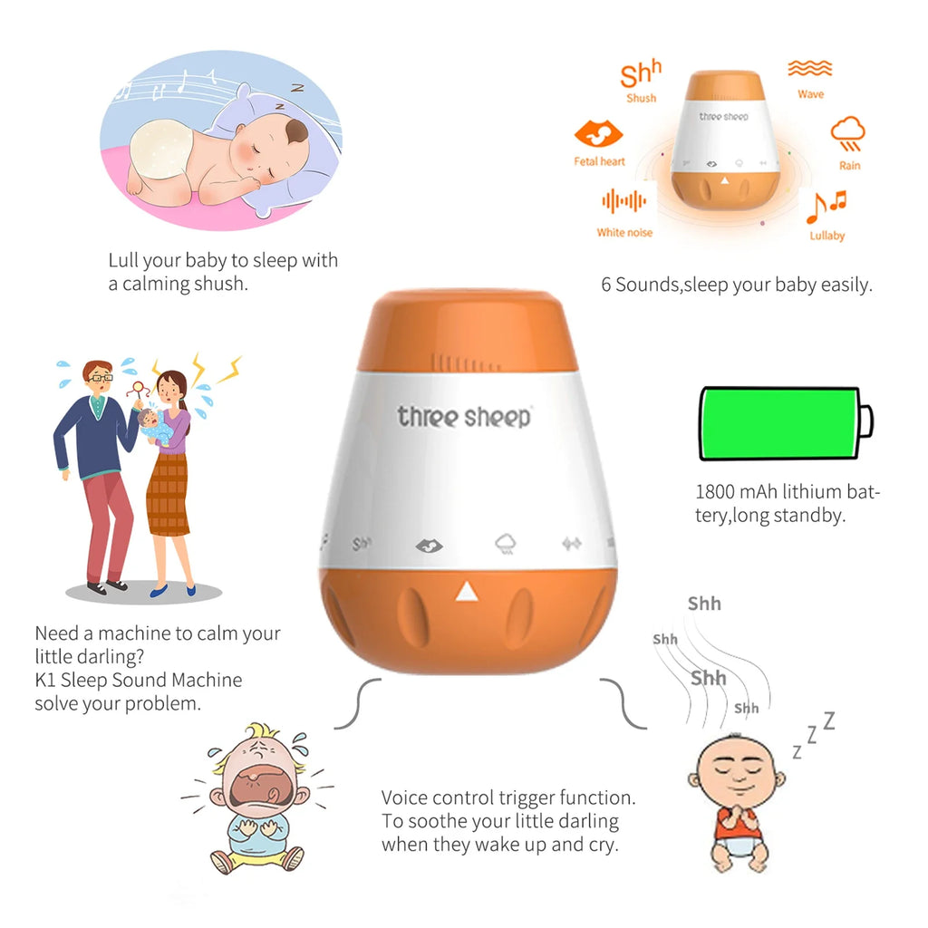 Baby White Noise Machine Smart Music Voice Sensor Infants Bad Sleep Helper Therapy Sound Monitor Generator for Babies Relax Toy