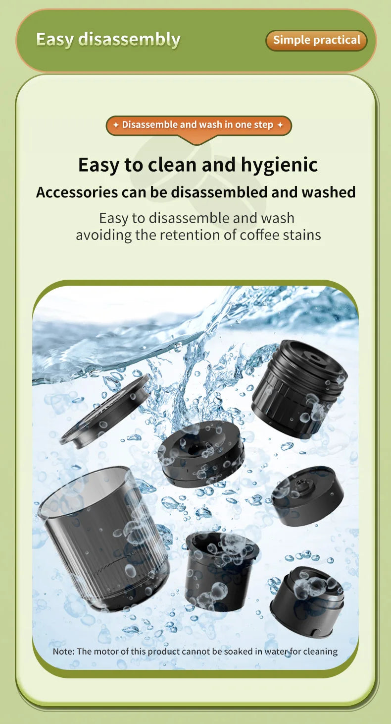 Detachable black plastic and glass coffee maker components being washed in water for easy, hygienic cleaning.